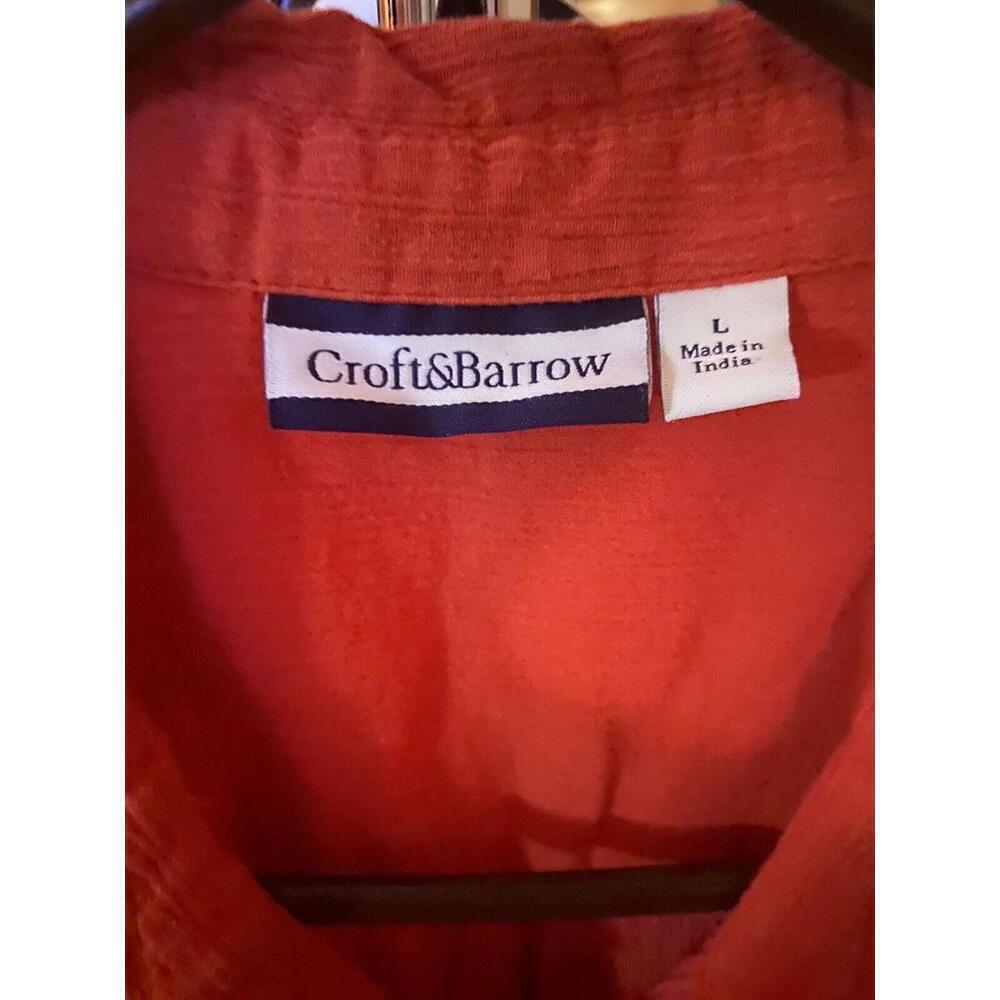 Croft&Barrow orange Embroidered Tank Shirt 100% Cotton Sz. L - Picture 4 of 5